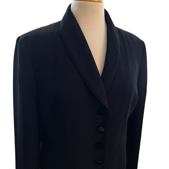 Evan-Picone  Blazer Black Padded Shoulders, Velvet Buttons & Trim size 14P - Picture 4 of 11